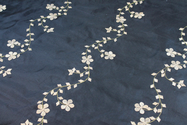 Black Silk Organza - Gold Applique Flowers fabric, image 7 of 8