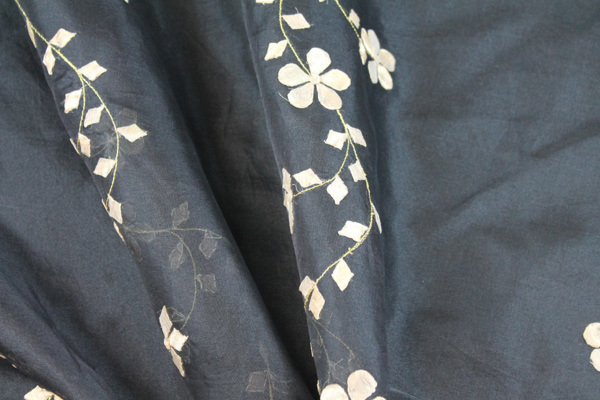 Black Silk Organza - Gold Applique Flowers fabric, image 2 of 8