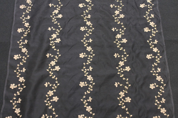Black Silk Organza - Gold Applique Flowers fabric, image 4 of 8