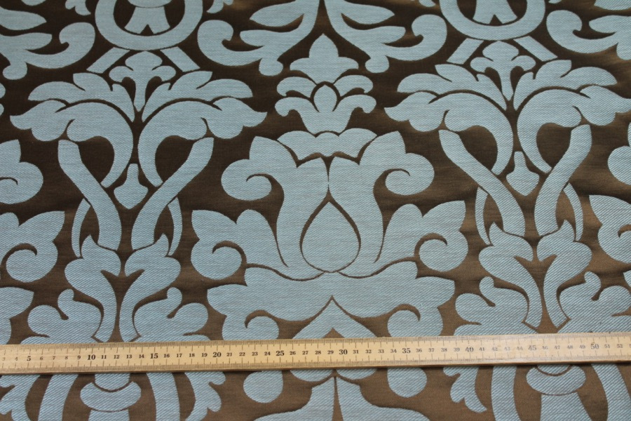 Large Scale Brocade - Blue/Brown fabric, image 5 of 6