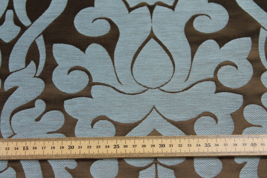 Large Scale Brocade - Blue/Brown fabric, image 3 of 6