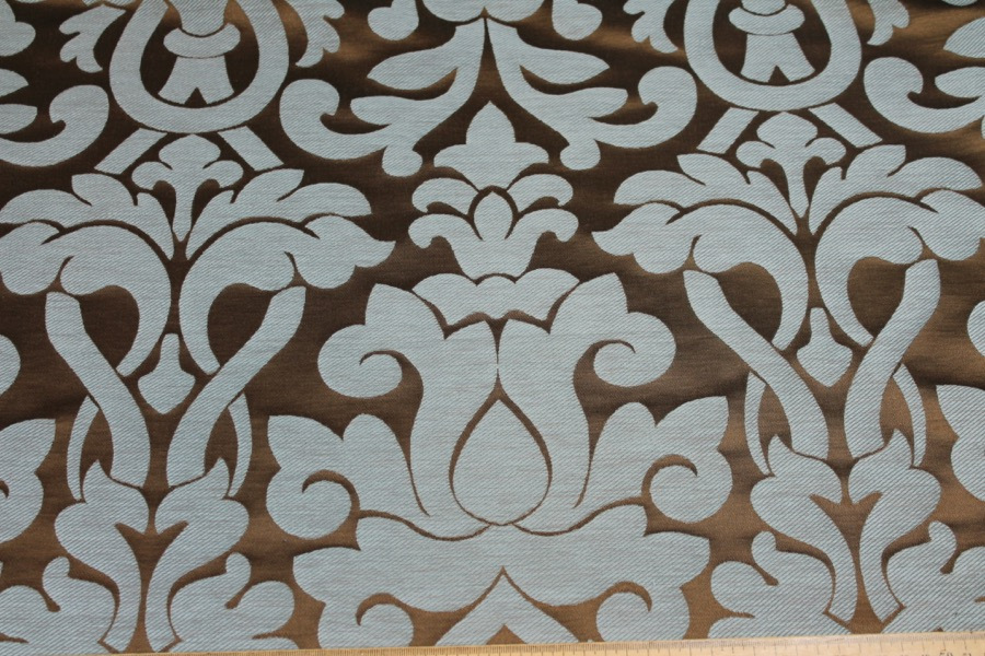 Large Scale Brocade - Blue/Brown fabric, image 2 of 6