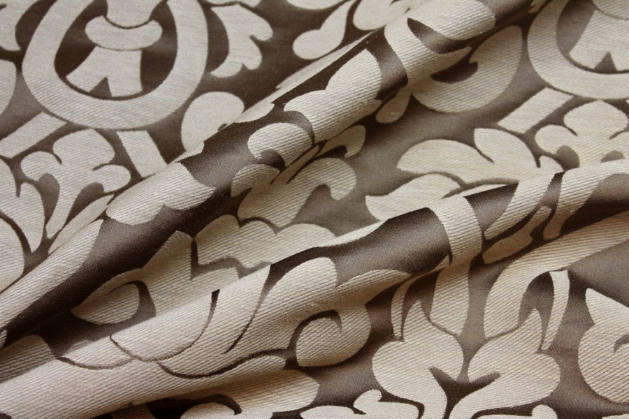 Large Scale Brocade - Gold/Brown fabric