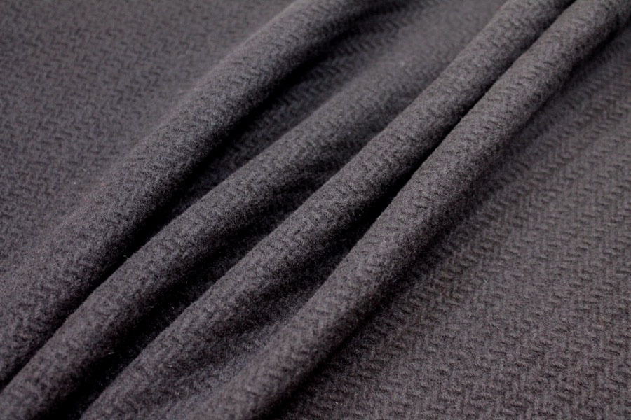 Black Basket Weave Heavy Wool fabric