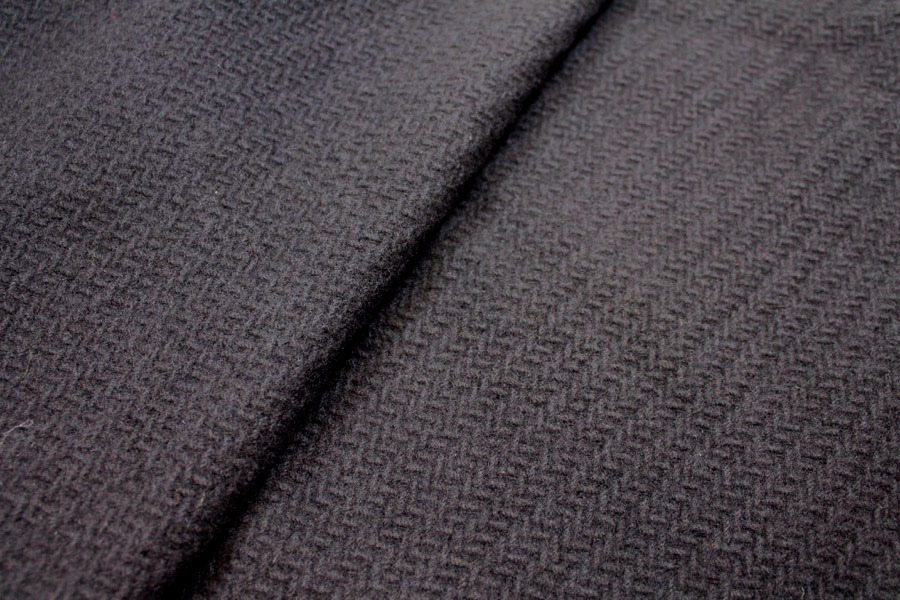 Black Basket Weave Heavy Wool fabric, image 4 of 5