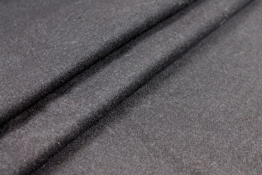 Wool Coating - Black Small Herringbone fabric