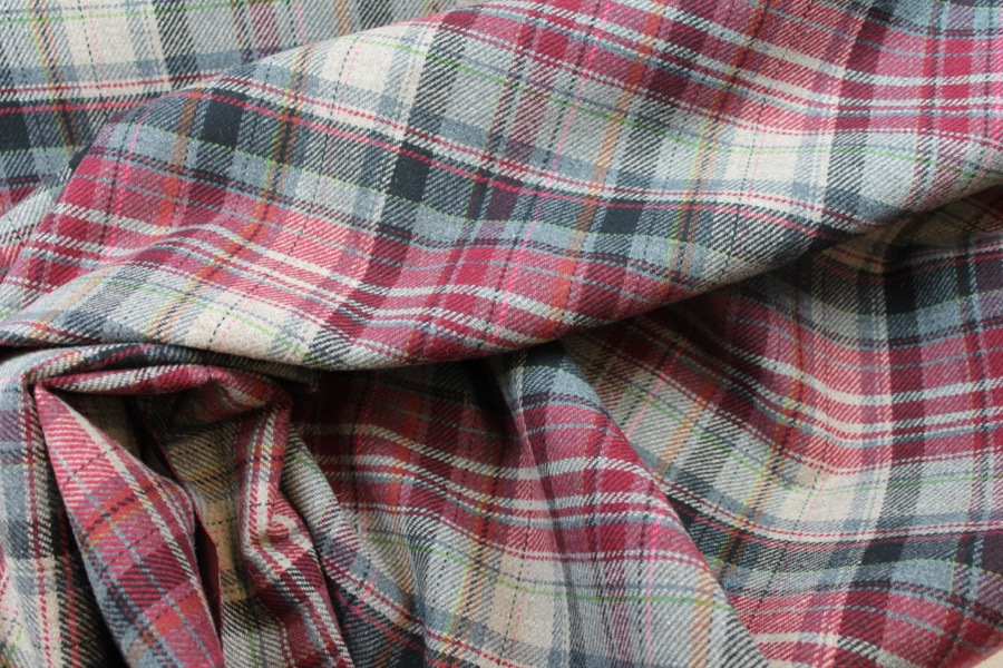 Wool Tartan Bonded with Red Nylon fabric, image 2 of 9