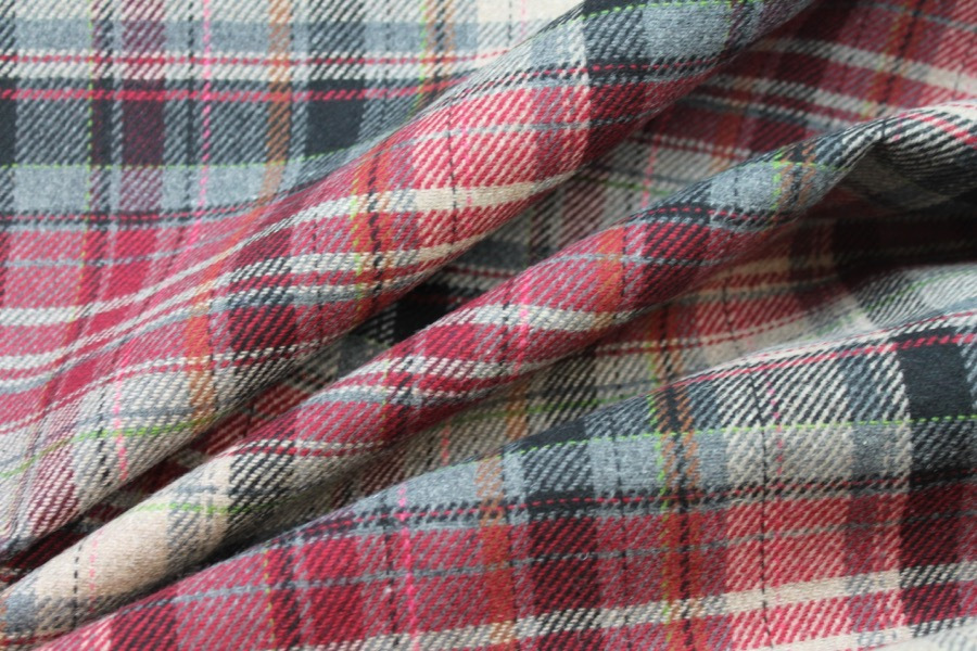 Wool Tartan Bonded with Red Nylon fabric, image 7 of 9