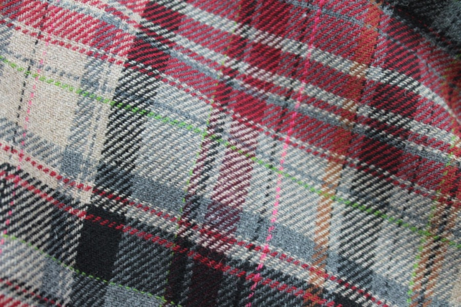 Wool Tartan Bonded with Red Nylon fabric, image 8 of 9