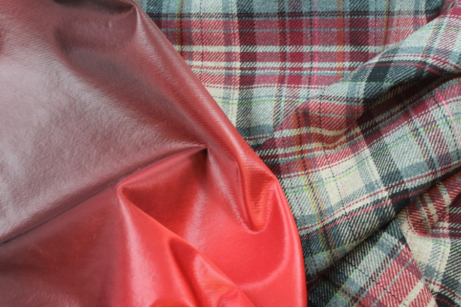 Wool Tartan Bonded with Red Nylon fabric, image 6 of 9