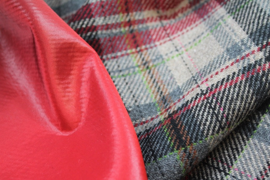 Wool Tartan Bonded with Red Nylon fabric, image 9 of 9