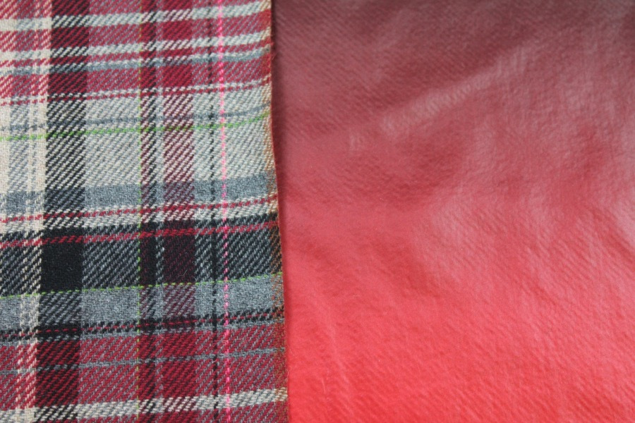 Wool Tartan Bonded with Red Nylon fabric