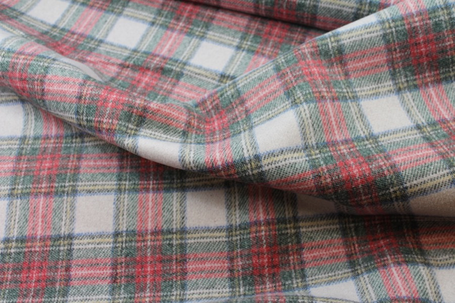Wool Tartan Bonded with Red Nylon fabric, image 2 of 9