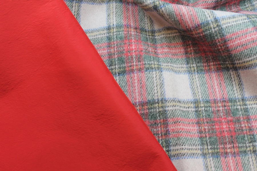 Wool Tartan Bonded with Red Nylon fabric, image 4 of 9