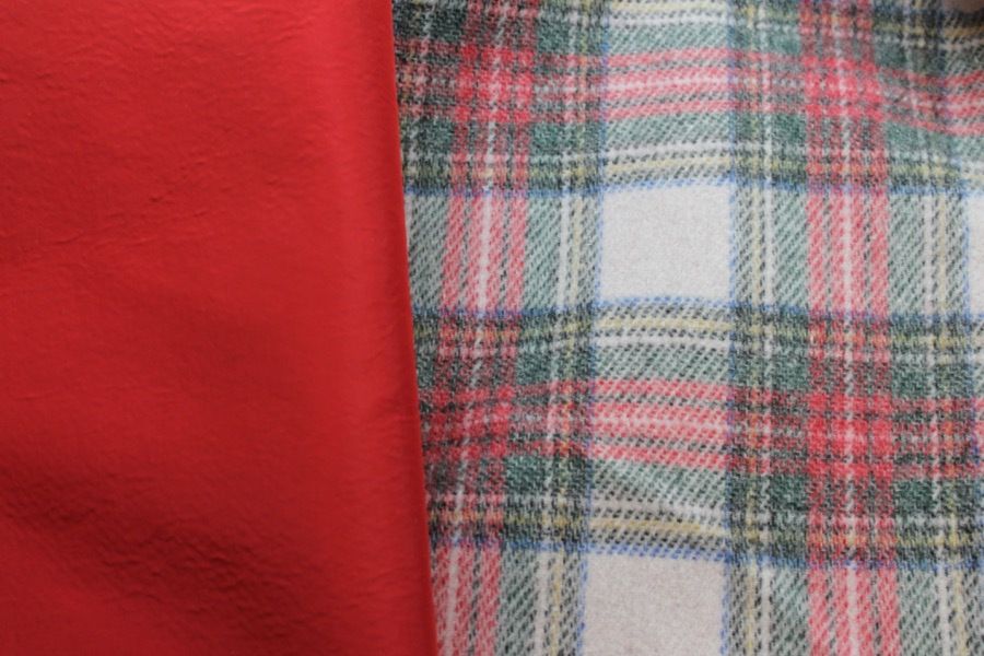 Wool Tartan Bonded with Red Nylon fabric