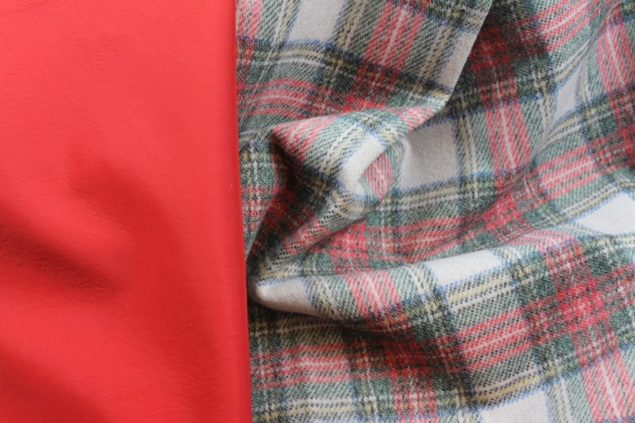 Wool Tartan Bonded with Red Nylon fabric, image 5 of 9