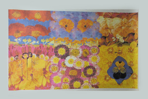 Art Print on Cotton Drill - Flowers in Pink, Yellow, Blue and Red fabric, image 4 of 5