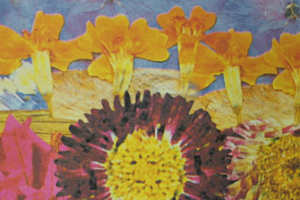 Art Print on Cotton Drill - Flowers in Pink, Yellow, Blue and Red fabric, image 5 of 5