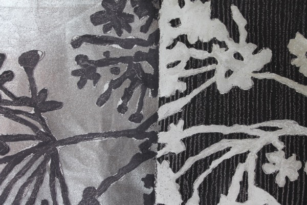 Art Print on Cotton Drill - Black and Silver Flower fabric, image 4 of 6