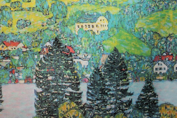 Art Print on Cotton Drill - Gustav Klimt Slope in a Forest on Atterse Lake fabric, image 3 of 5