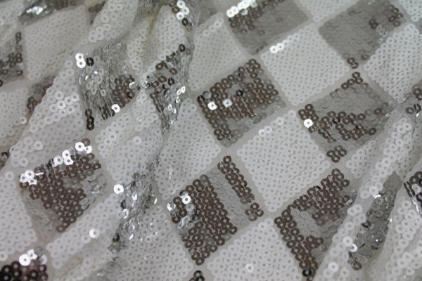 Harlequin Sequin On Tulle - Silver / White fabric