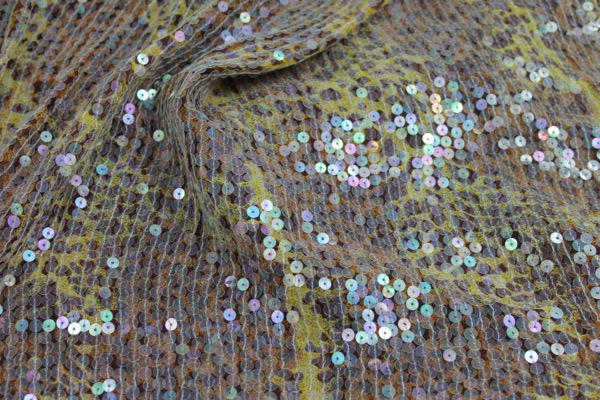 Sequin On Leopard Print Chiffon fabric, image 4 of 5