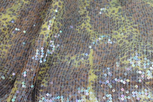 Sequin On Leopard Print Chiffon fabric, image 3 of 5