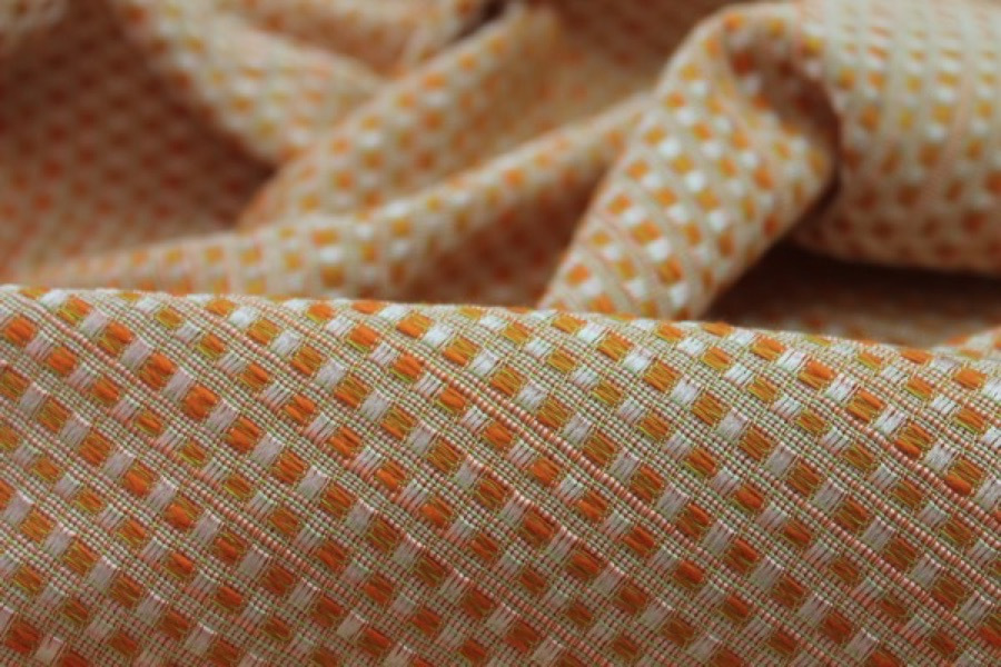 Orange Tweed Texture Brocade fabric, image 4 of 6