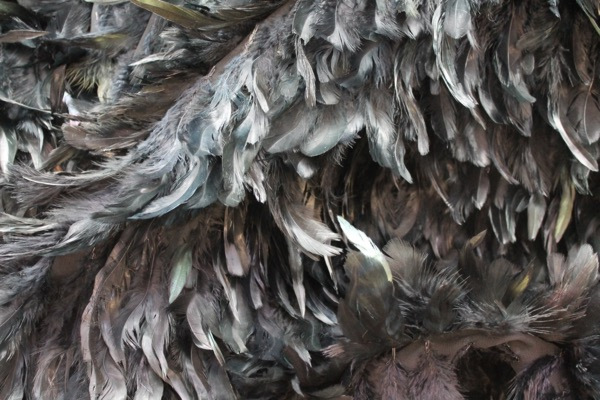 Black Feathers on Silk Chiffon fabric, image 2 of 6