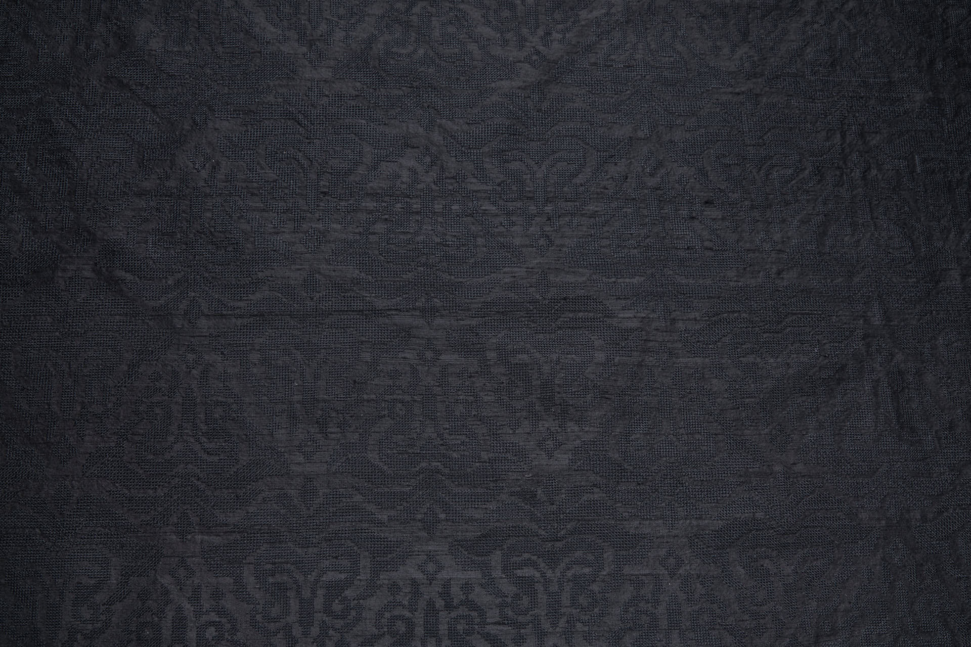 Black Crosstitch Style Embroidery on Black Silk Dupion fabric, image 11 of 11