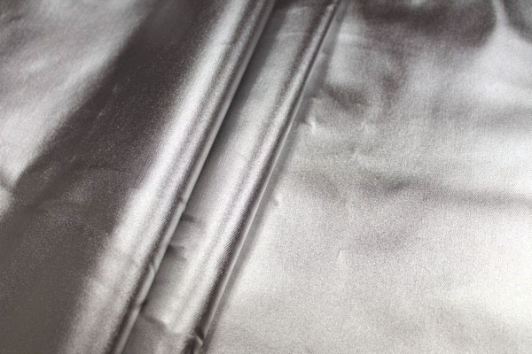 Foiled Stretch Denim - Silver fabric