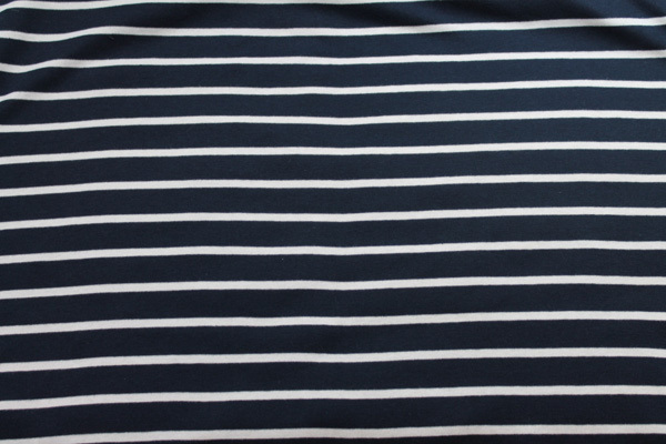 Navy and Ivory Stripe Jersey - 0.4m Piece fabric, image 2 of 5