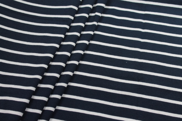 Navy and Ivory Stripe Jersey - 0.4m Piece fabric, image 4 of 5