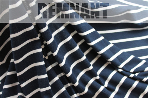 Navy and Ivory Stripe Jersey - 0.4m Piece fabric