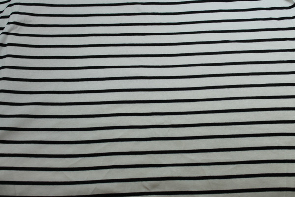 Ivory and Black Stripe Jersey fabric, image 3 of 6