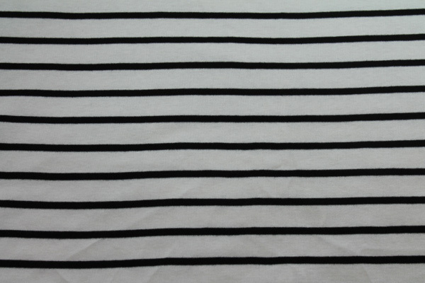 Ivory and Black Stripe Jersey fabric, image 2 of 6