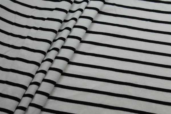 Ivory and Black Stripe Jersey fabric, image 6 of 6