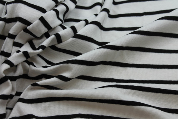 Ivory and Black Stripe Jersey - 0.3m Piece fabric, image 5 of 6