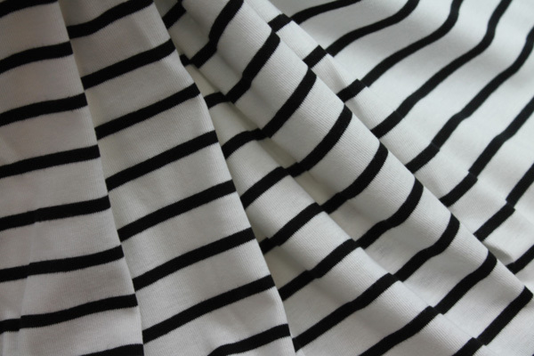 Ivory and Black Stripe Jersey fabric