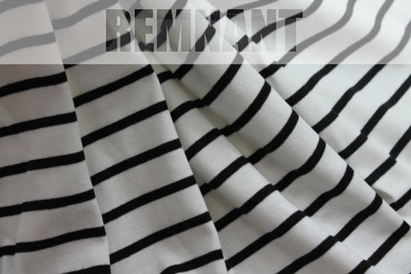 Ivory and Black Stripe Jersey - 0.3m Piece fabric
