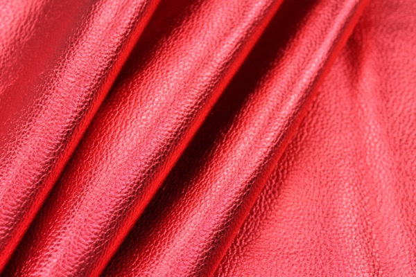 Textured Thick Metallic Leatherette - Red fabric