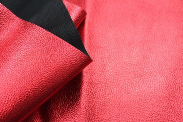 Textured Thick Metallic Leatherette - Red fabric, image 4 of 5