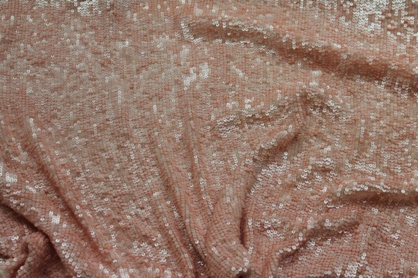 Overlapping Micro Sequin On Silk Chiffon - Pinky Peach fabric, image 4 of 6