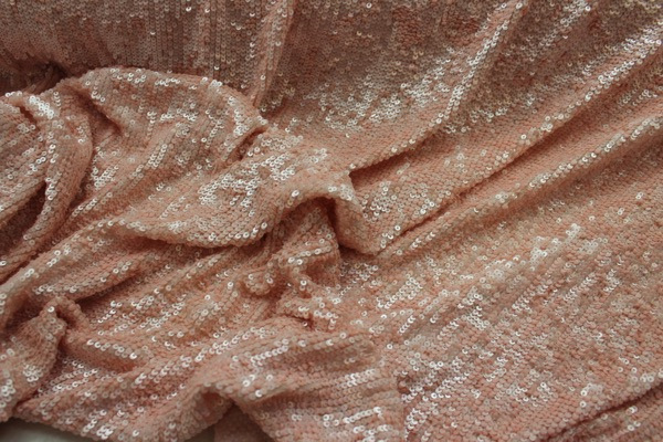 Overlapping Micro Sequin On Silk Chiffon - Pinky Peach fabric, image 3 of 6