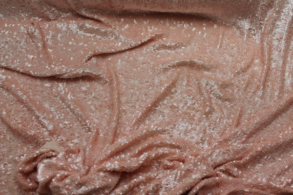 Overlapping Micro Sequin On Silk Chiffon - Pinky Peach fabric, image 2 of 6