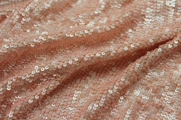 Overlapping Micro Sequin On Silk Chiffon - Pinky Peach fabric, image 6 of 6