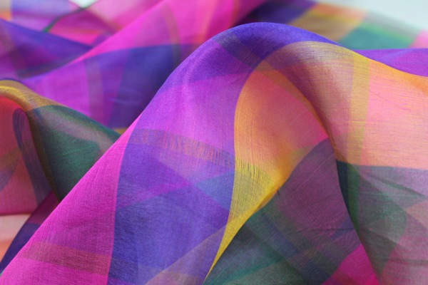 Multi Coloured Check Silk Organza fabric, image 4 of 7