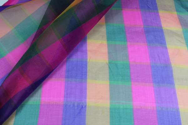 Multi Coloured Check Silk Organza fabric, image 6 of 7