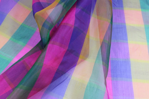 Multi Coloured Check Silk Organza fabric, image 5 of 7