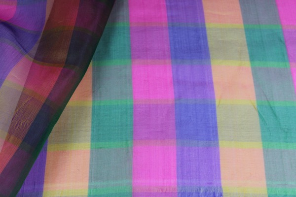 Multi Coloured Check Silk Organza fabric, image 7 of 7